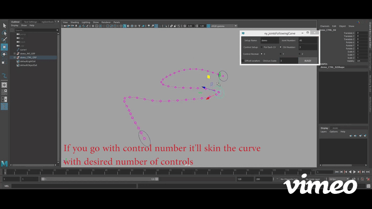 Maya Tool: Joints Following&nbsp;Curve